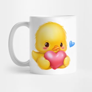 Cute Baby Duckling with a Pink Heart Mug